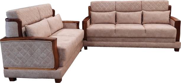 VK Furniture & Electronics Fabric 3 + 2 Cream color Sofa Set