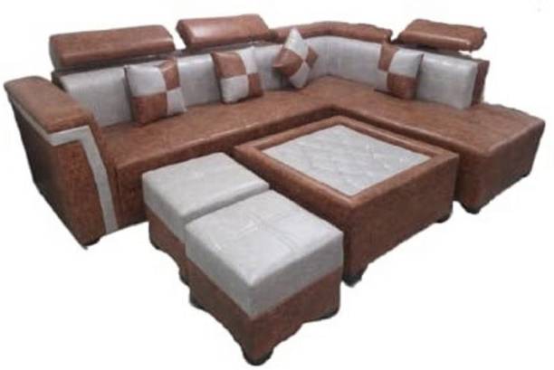 furniture Galiara LSS121BN Leather 3 + 2 + 2 + 1 Teak Brown Sofa Set