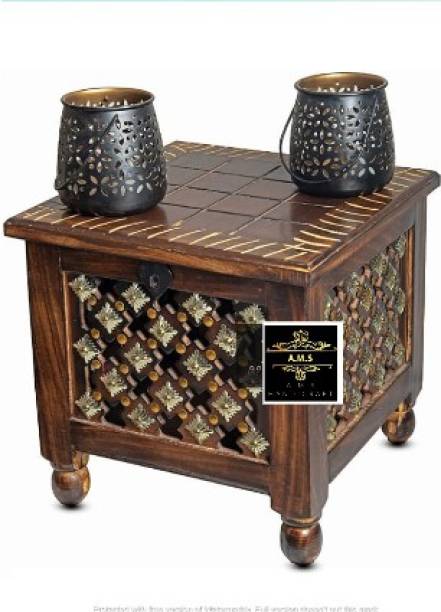 AMS handicfafts ANTIQUE WOODEN STOOL WITH STORGE OR BRASS WORK OR LEASER CUTTING WORK STOOL. Living & Bedroom Stool