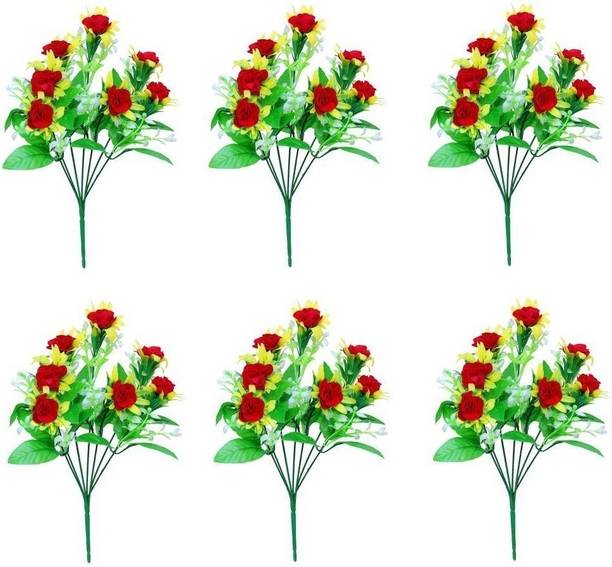 Green Plant indoor Khushi2290 Multicolor Rose Artificial Flower