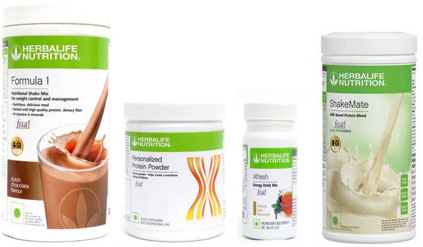 HERBALIFE FORMULA 1 CHOCOLATE + PROTIEN POWDER 200g + AFRESH TULSI + SHAKEMATE VANILLA Nutrition Drink