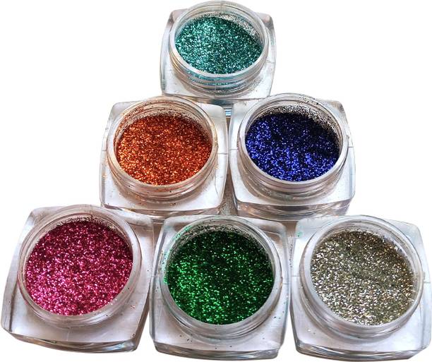 VIZO Wonderful, loose Glitter Powder Eyeshadow (6 Color) in beatiful square oval box 6 g