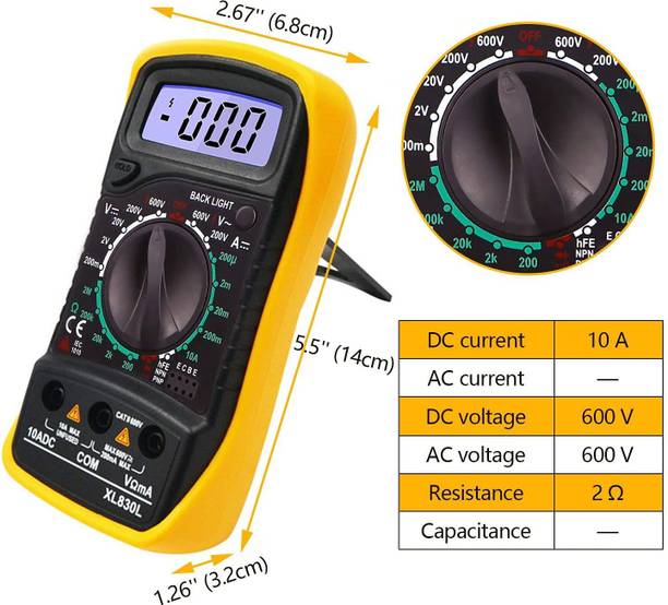Ekavir Digital Multi Meter With Back Light & Stand 830L For Testing AC/DC Voltage Digital Multimeter