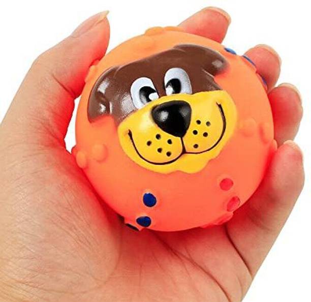 DogTrust Squeaky Puppy Face Ball Rubber Toy for Dog Rub...