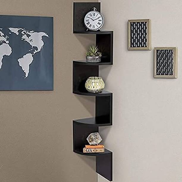 MF WORLD Wall Shelf ZIgzeg, Corner Shelf Wall Hanging, Mounted, Wall Decorative MDF (Medium Density Fiber) Wall Shelf