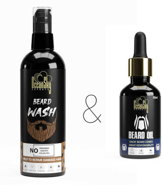 Oceansky Exports Beard Wash (100ml) & Growth Oil (30ml) More Beard Growth