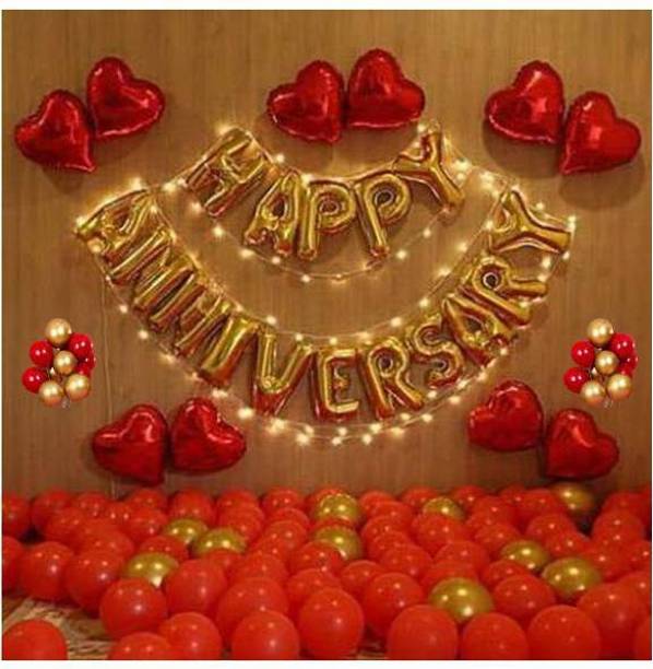 SQE Solid Romantic Happy Birthday Surprise for Husband with Heart Shape Balloons, Balloon