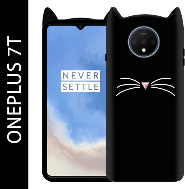 PikTrue Back Cover for Oneplus 7T ​| 3D Ear Kitty Case | Dual Protection | For Girls | Cat Back Cover