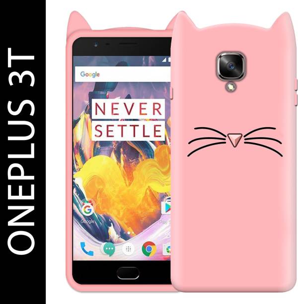PikTrue Back Cover for Oneplus 3T ​| 3D Ear Kitty Case | Dual Protection | For Girls | Cat Back Cover