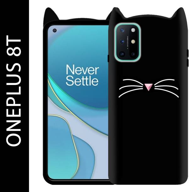 Qyist Back Cover for Oneplus 8T Cat Mobile Case | Ear Kitty 3D Case | Back Cover For Girls
