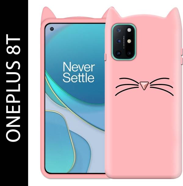 PikTrue Back Cover for Oneplus 8T ​| 3D Ear Kitty Case | Dual Protection | For Girls | Cat Back Cover