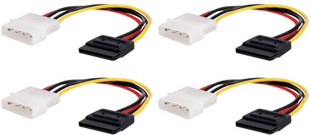 Paruht Power Sharing Cable 0.15 m Pack of 4, 4 Pin Molex to SATA Power Cable Adapter, For HDD, SDD, DVD