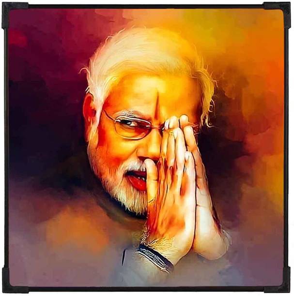 FURNATO | Narendra Modi Painting with UV Coated MDF Frame | Home Decor Digital Reprint 12 inch x 12 inch Painting