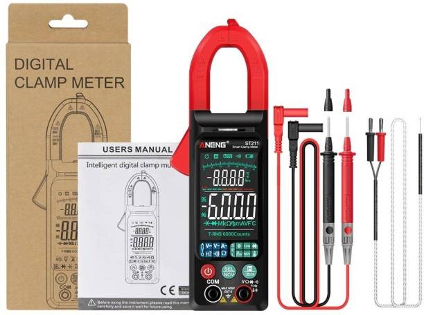 amiciSense Digital Clamp Meter DC/AC TRMS Multimeter with 6000 Counts and 2xAAA Battery Ammeter