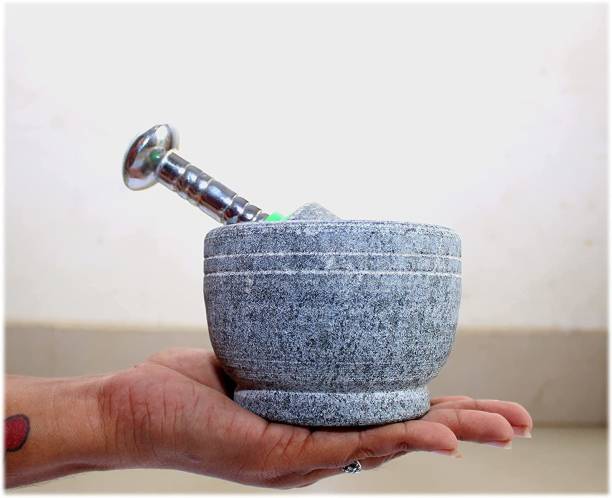 MYNAKSHA Set for Spices, Mixer,black stone Stoneware Masher