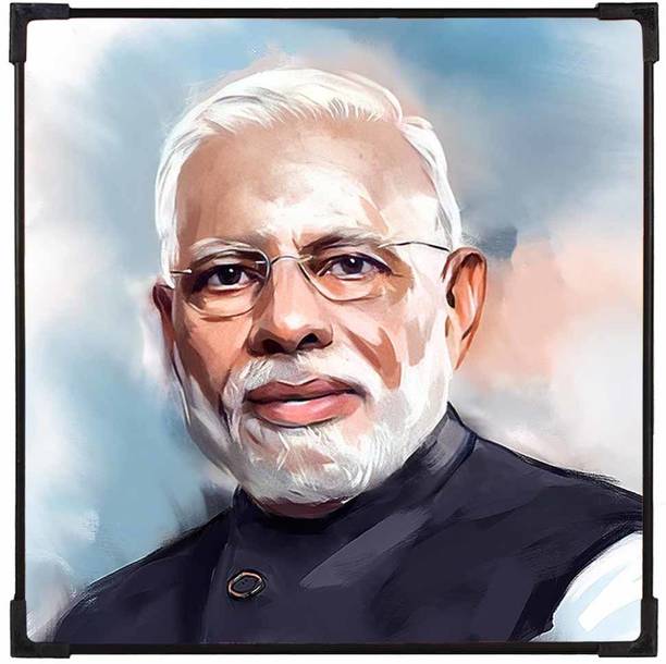 FURNATO | Narendra Modi Painting with UV Coated MDF Frame | Home Decor Digital Reprint 12 inch x 12 inch Painting