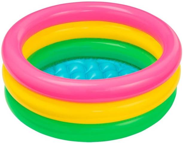 Funrally Inflatable Baby Pool|Baby Bath tub|Baby Swimming Pool|0-3 Years|Tri-Layered Pool Portable Pool