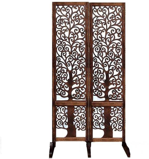Decorhand Handcrafted 2 Panel Wooden MDF Room Divider Screen With Stand Solid Wood Decorative Screen Partition