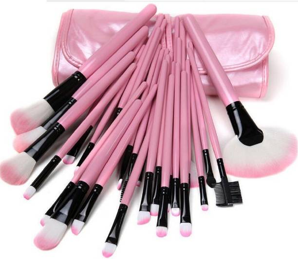 Yoana Professional Series Makeup Brush Set With Leather Pouch - Pink