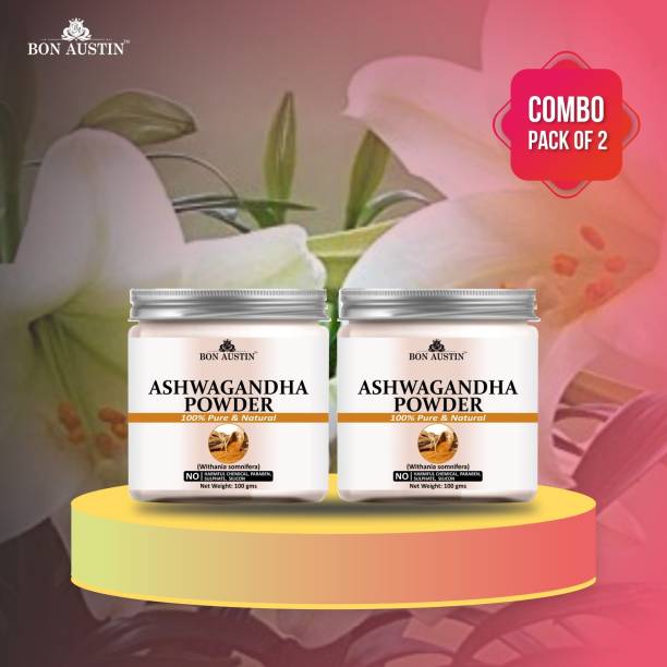 Bon Austin 100% Pure & Natural Ashwagandha Powder Combo Pack of 2 Jars of 100 gms(200 gms)