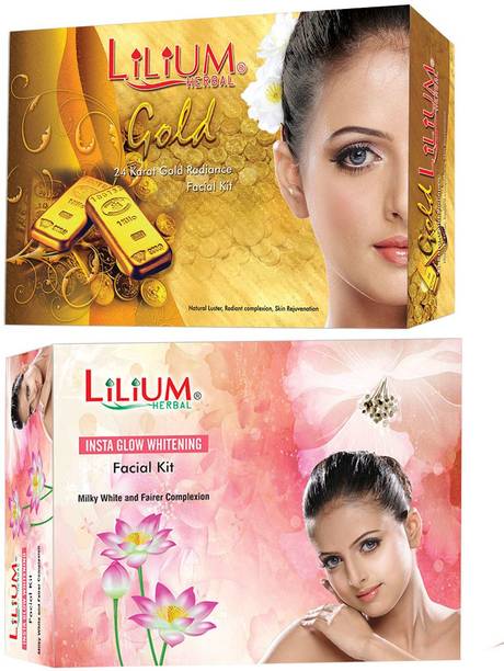 LILIUM Gold and Whitening Facial Kit For Extra Whitening & Smoothness, 80g Each