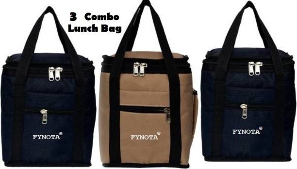 Fynota Fashion Combo Offer Lunch Bags (BLACK ,BEIGE ,BLACK) Branded Premium Quality Carry on Tote for School Office Picnic Travel Camping Outdoor Pouch Holder Handbag Compact Heat Preservation Waterproof Hygiene Meal Prep Box Bag for Men Women and Kids, Color (COMBO (BLACK BEIGE BLACK) Small Travel Bag - midam sized (BLACK ,BEIGE, BLACK) Waterproof Lunch Bag