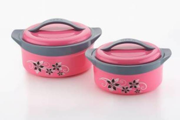 HASHFLOW Inner Steel Casserole BPA Free | Easy to Store | Ideal For Chapatti |Hot Box Pack of 2 Thermoware Casserole