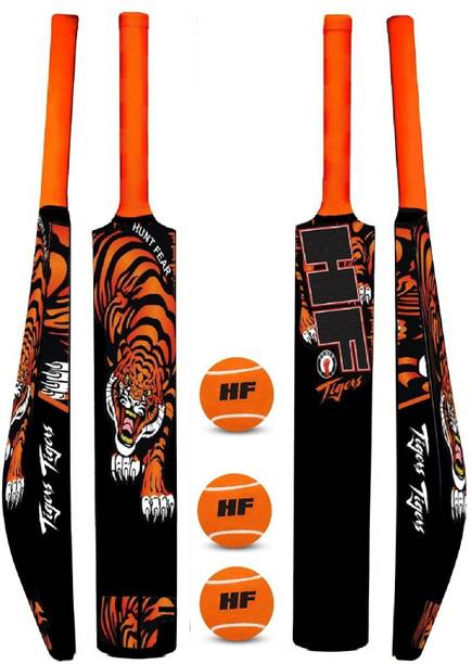 HF TIGER Full Size ( 15-21 YEARS )1 Hard Plastic Bat With 3 Tennis Ball Combo क्रिकेट किट