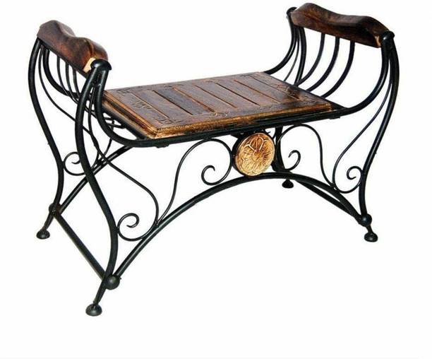 manzees Wrought Iron Small Couch for Living Room Solid Wood Side Table