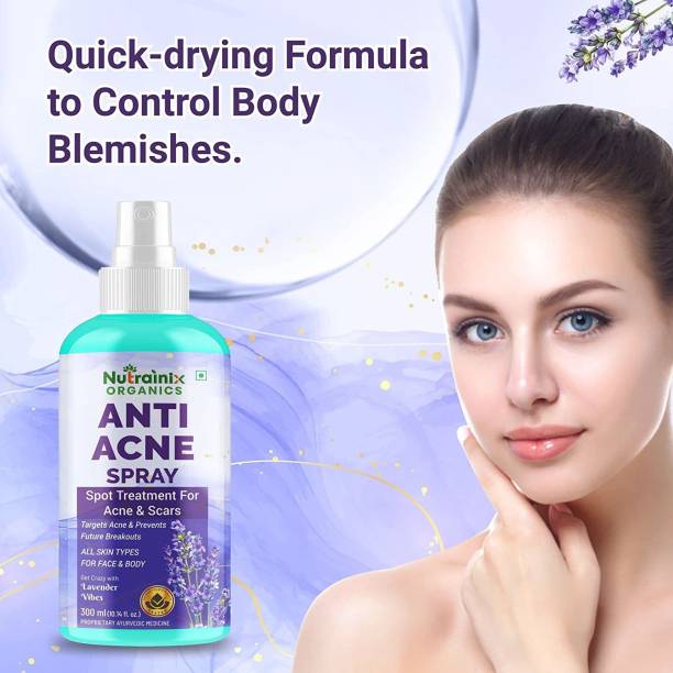 Nutrainix Organics Anti-Acne Spray with Lavender Vibes for Acne Treatment & Prevent future Breakout Women