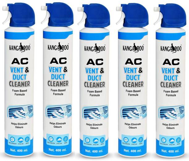 KANGAROO Car AC Vent & Duct Cleaner Odor Neutralizer Spray Form AC Vent & Duct Cleaner 400 Each ML (PACK OF 5) Vehicle Interior Cleaner