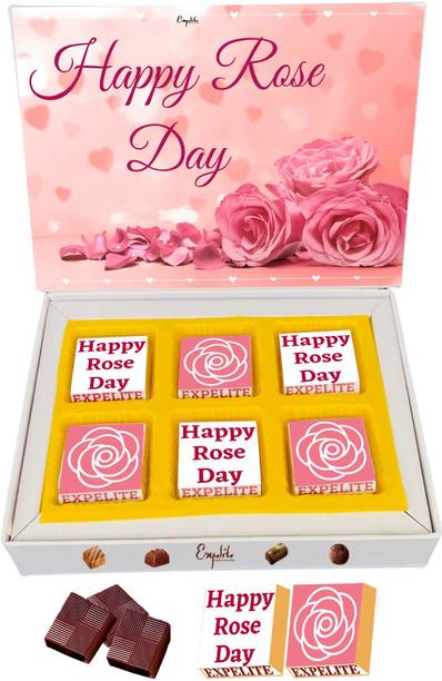 Expelite Beautiful Chocolate and Roses Gift For Rose Day 6pcs, Send Rose Day Gift Online Bars
