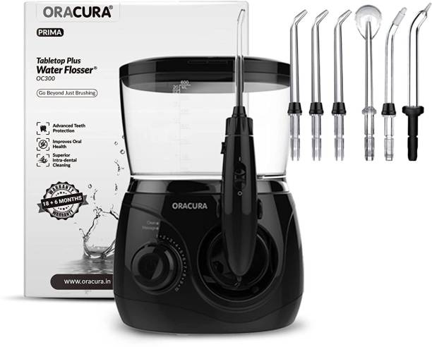 ORACURA Tabletop Plus Water Flosser OC300 Black | 2 modes With 10 Setting Water Pressure