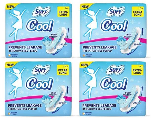 SOFY Cool Super XL-7+7+7+7 Conuts Sanitary Pad (Pack of 28) Sanitary Pad