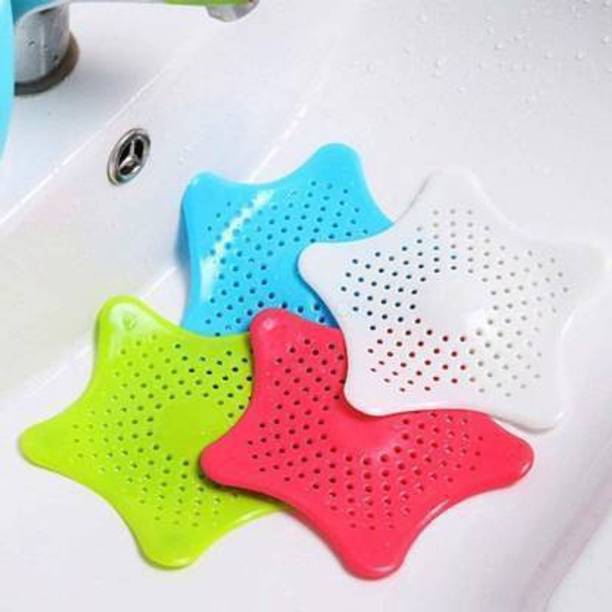 DEVDOX Silicone Star Shaped Sink Filter Sink Plug (Multicolour; Set of 4) Sink Plug Sink Plug