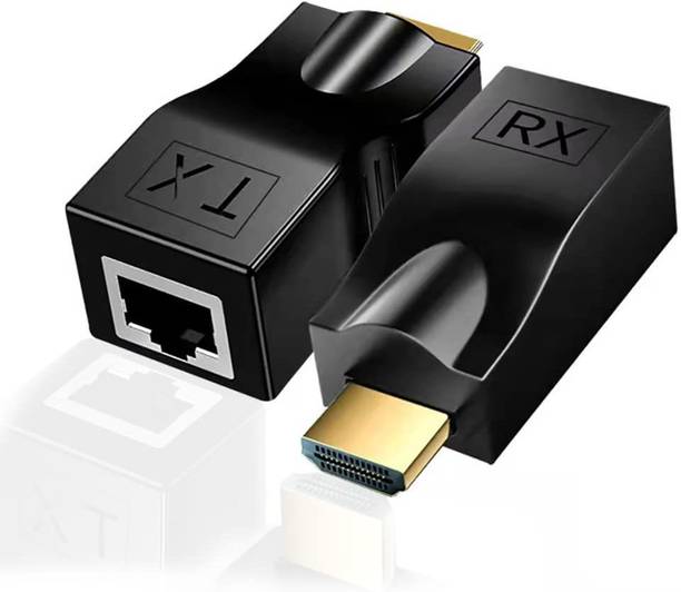 microware HDMI Adapter 30 m 2 PCS HDMI Extender Over Cat5e/6 Ethernet to HDMI RJ45 Ethernet Network Adapter