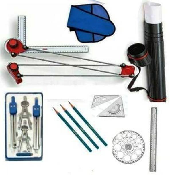 RINM Mini Drafter Combo Pack of 9 Drafter Sheet Container Set Square Circle Divider Drafting Kit