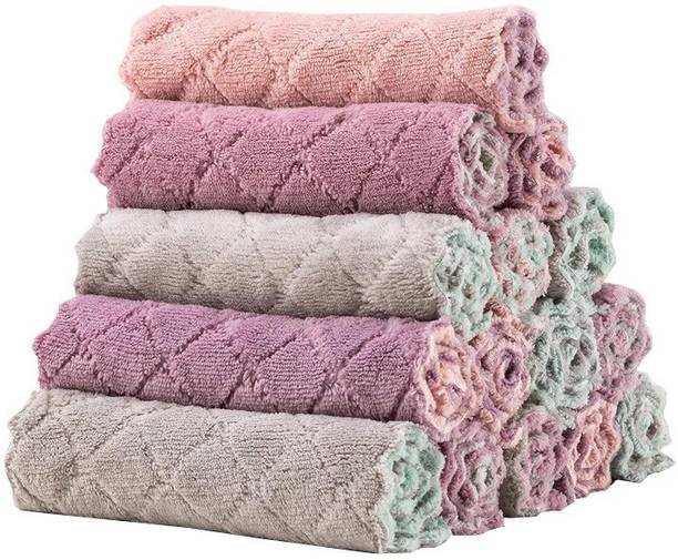 UNCOMMON Kitchen Microfibre Cleaning Clothes, Highly Absorbent, Very Soft, Multi-Purpose Wash Cloth for Kitchen, Car, Window, Stainless Steel, Silverware (ReUsable) Multicolor Cloth Napkins