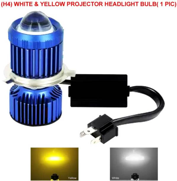 TRP Traders Dual Beam Mode White and Yellow DC Headlight Bulb With Fan / H4 Fitting Headlight Motorbike LED for Hero, Royal Enfield, TVS, Honda, Bajaj (12 V, 12 W)