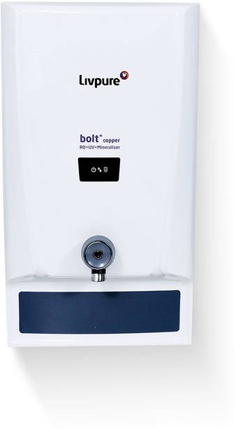 LIVPURE LIV-BOLT+ COPPER(RO+UV+MIN) 7 L RO + UV + Mineraliser Water Purifier 7 STAGE ADVANCED PURIFICATION WITH HR TECHNOLOGY | SUITABLE FOR ALL - BOREWELL, TANKER, MUNICIPALITY WATER