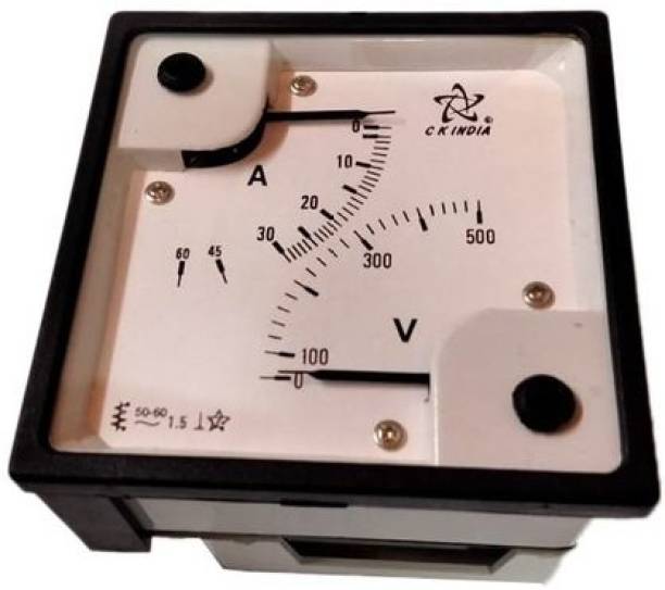 CKINDIA CK INDIA 96mm 30 Ampere + 500 Volt Meter Double Fitted with Brass Nut and Volt Ammeter