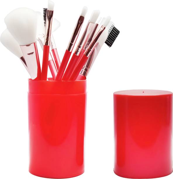 LARA KOSSLER 12pcs Makeup Brushes Tool with Case Holder Kit (Red Color)