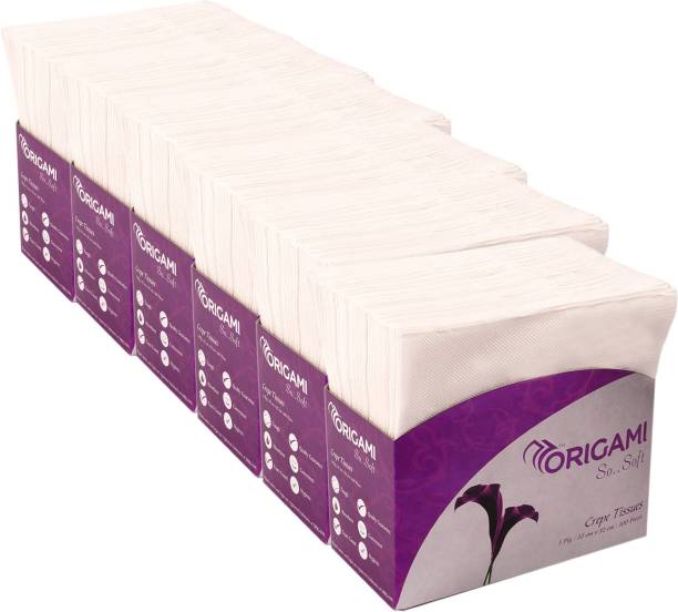 Origami So Soft Plain 1Ply Tissue Paper Napkin Box 100 Serviettes per Box (Pack of 6)