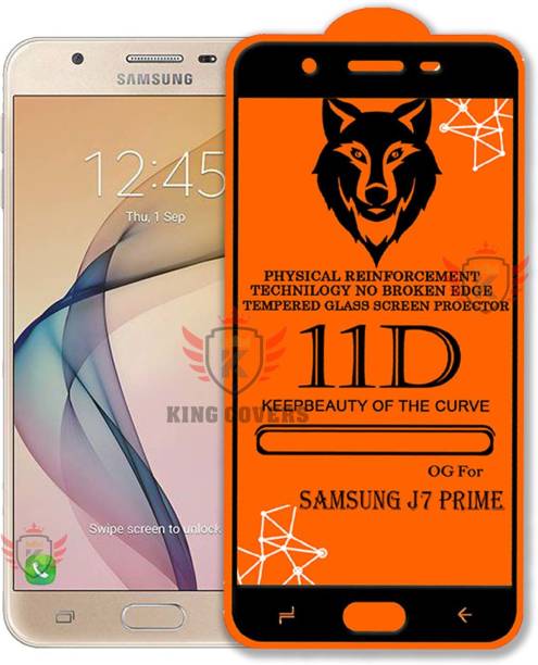 KING COVERS Tempered Glass Guard for 11D Tempered Glass Screen Protector for Samsung-J7 Prime|With Easy Installation Kit Full Adhesive Glass