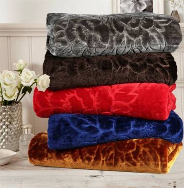 ACZO FEEL Self Design Double Mink Blanket for  Heavy Winter