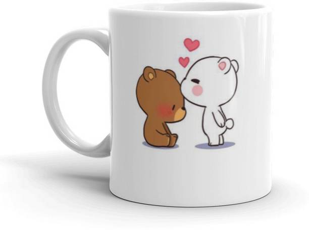 Prsky Milky Mocha Kiss Printed Cup For Valentines Day Gift For Your Love One Ceramic Coffee Mug