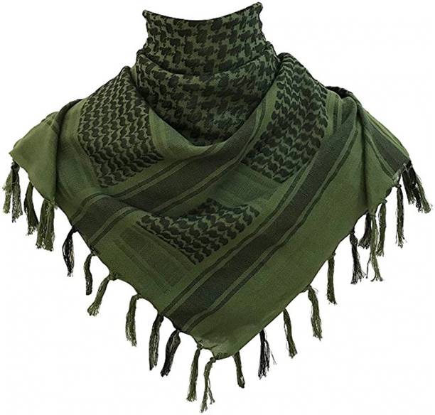 Printed Cotton Blend Men & Women Dark Green Fancy Scarf