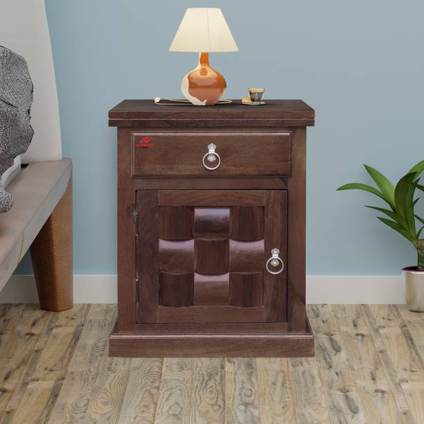ROOFWOOD Sheesham Wood Bedside End Table with Drawer (Walnut Color Matte Finish) Solid Wood Bedside Table
