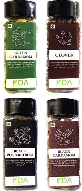 KDA Super Value Pack | Green Cardamom + Cloves + Black Peppercorns + Black Cardamom