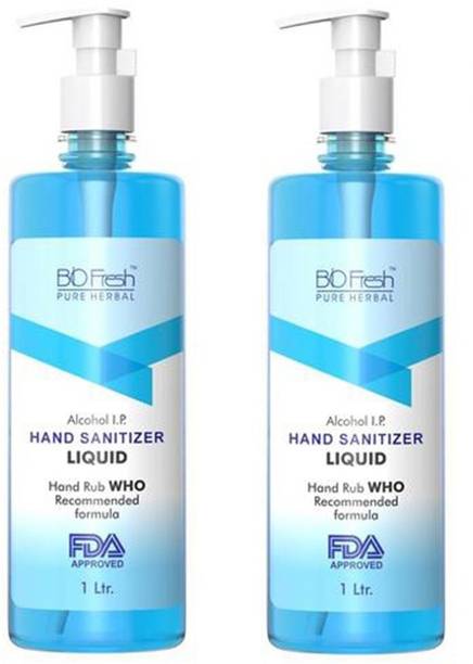 Biofresh , Alcohol Based, Germ Protection Protects 99.9% Germs Pack of 2 Hand Sanitizer Bottle + Dispenser